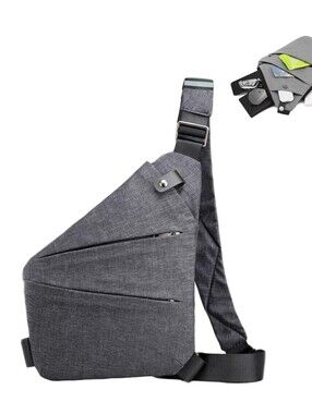 LPnd Charcoal Grey Right Handed Anti Theft Travel  Crossbody Sling Bag NWOT